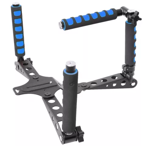 Cam&eacute;ra pliable RIG stabilisateur DSLR cam&eacute;ra tr&eacute;pied d&#039;&eacute;paule en aluminium-noir bleu