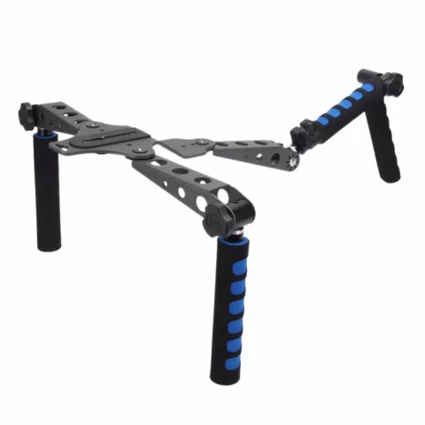 Cam&eacute;ra pliable RIG stabilisateur DSLR cam&eacute;ra tr&eacute;pied d&#039;&eacute;paule en aluminium-noir bleu