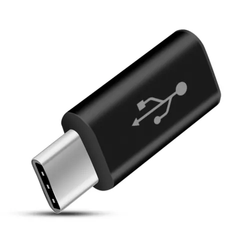 Adaptateur Micro-USB vers USB-Type C Synchroniser la charge - Noir