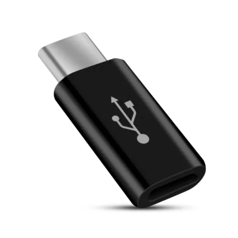 Adaptateur Micro-USB vers USB-Type C Synchroniser la charge - Noir