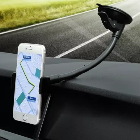 Support Universel avec Pince sur Pare-Brise de Voiture Smartphones compatible avec iPhone - Noir
