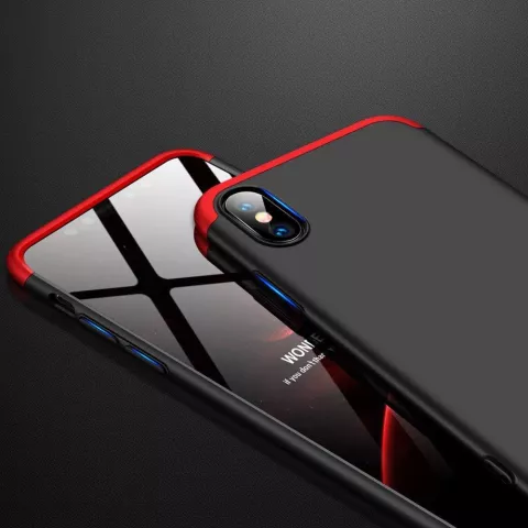 Housse de protection 360&deg; la coque compatible avec iPhone XR - noir et rouge