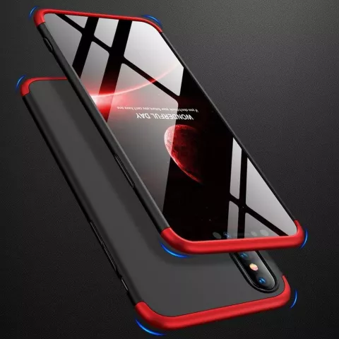 Housse de protection 360&deg; la coque compatible avec iPhone XR - noir et rouge