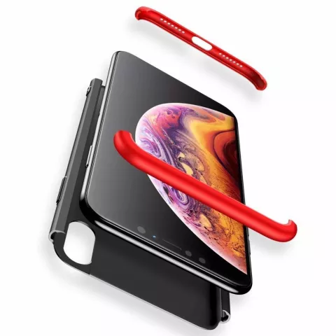 Housse de protection 360&deg; la coque compatible avec iPhone XR - noir et rouge