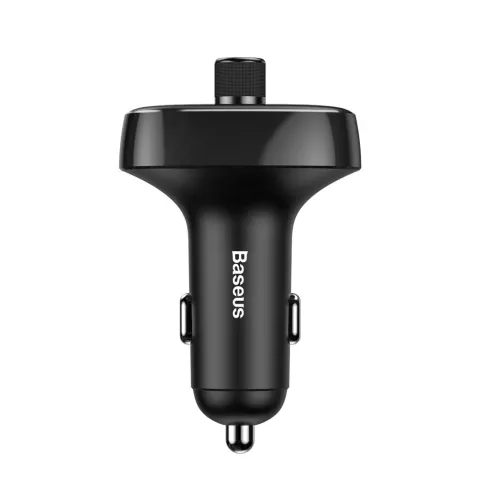 Baseus Prise allume-cigare Chargeur de voiture Transmetteur FM Bluetooth Double ports USB Kit voiture - Noir