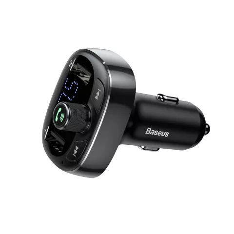 Baseus Prise allume-cigare Chargeur de voiture Transmetteur FM Bluetooth Double ports USB Kit voiture - Noir