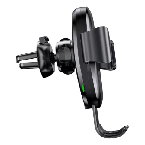 Support De T&eacute;l&eacute;phone &Agrave; Grille De Ventilation Universelle Baseus Avec Chargement Sans Fil Qi 10W - Support Gravit&eacute; Noir