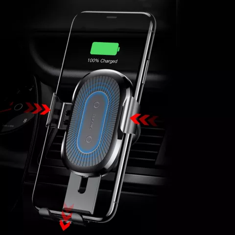 Support De T&eacute;l&eacute;phone &Agrave; Grille De Ventilation Universelle Baseus Avec Chargement Sans Fil Qi 10W - Support Gravit&eacute; Noir