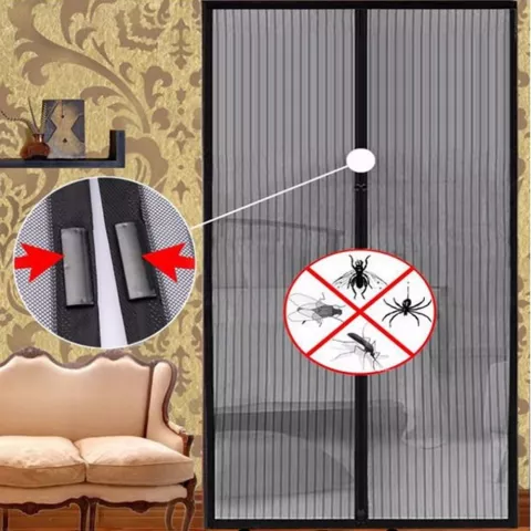 Rideau anti-mouches &agrave; fermeture magn&eacute;tique Rideau anti-insectes contre les moustiques et les mouches Moustiquaire de porte - Noir 100x210cm