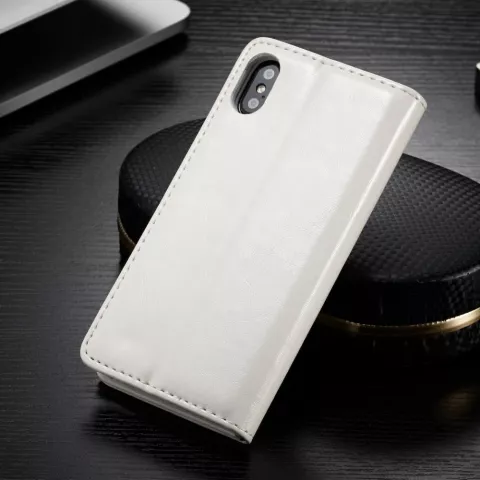 Etui Portefeuille en Cuirette Caseme pour iPhone X XS - Blanc