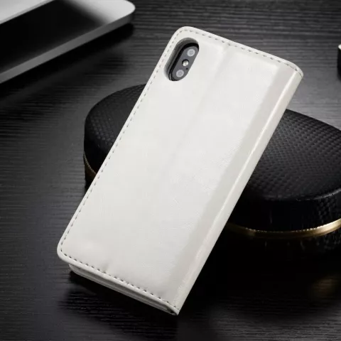 Caseme &Eacute;tui portefeuille en simili cuir avec porte-cartes &eacute;tui compatible avec iPhone X XS - blanc