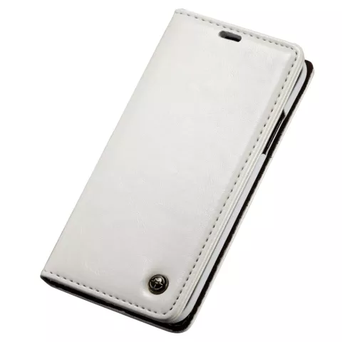 Etui Portefeuille en Cuirette Caseme pour iPhone X XS - Blanc