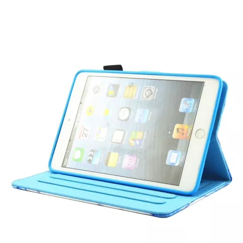 Housse pliable en cuir &agrave; rabat color&eacute; ananas compatible avec iPad mini 1 2 3 4 5 - Bleu clair Rose Violet
