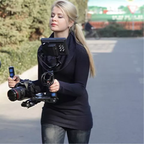 Cam&eacute;ra pliable RIG stabilisateur DSLR cam&eacute;ra tr&eacute;pied d&#039;&eacute;paule en aluminium-noir bleu