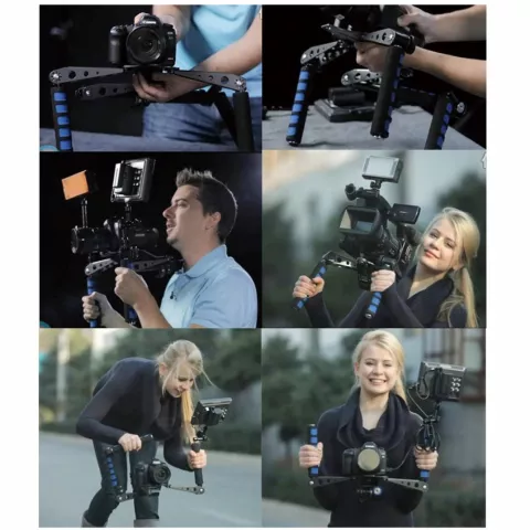 Cam&eacute;ra pliable RIG stabilisateur DSLR cam&eacute;ra tr&eacute;pied d&#039;&eacute;paule en aluminium-noir bleu