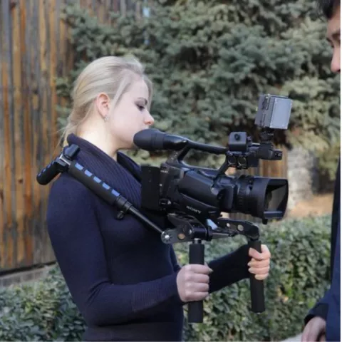 Cam&eacute;ra pliable RIG stabilisateur DSLR cam&eacute;ra tr&eacute;pied d&#039;&eacute;paule en aluminium-noir bleu