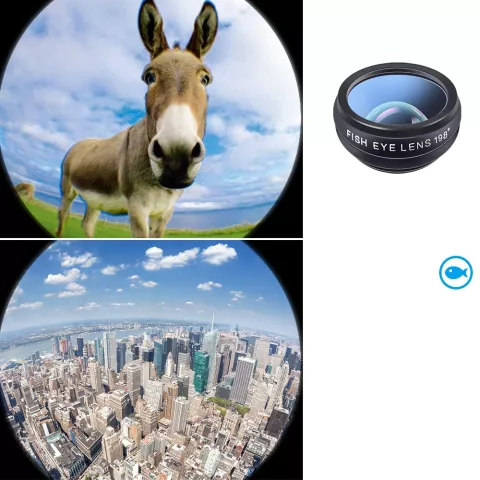 Ensemble d&#039;objectifs ultimes 10 en 1 Lensklip Fisheye, objectif de t&eacute;lescope grand angle Macro 2X pour t&eacute;l&eacute;phones mobiles