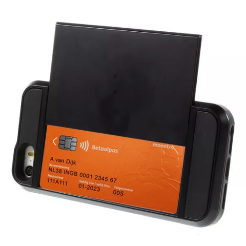 &Eacute;tui porte-cartes Secret compatible avec iPhone 5 5s SE 2016 - &Eacute;tui rigide - Portefeuille - Portefeuille - Noir