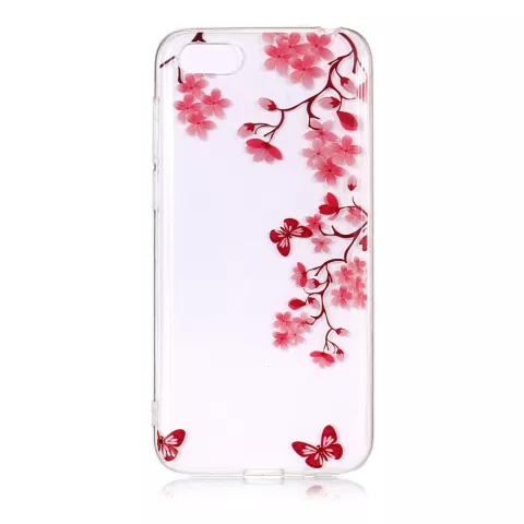 Coque TPU iPhone 7 8 SE 2020 SE 2022 Blossom - Transparent Rose Rouge
