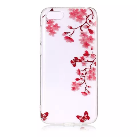 Coque en TPU Blossom compatible avec iPhone 7 8 SE 2020 SE 2022 - Transparent Rose Rouge