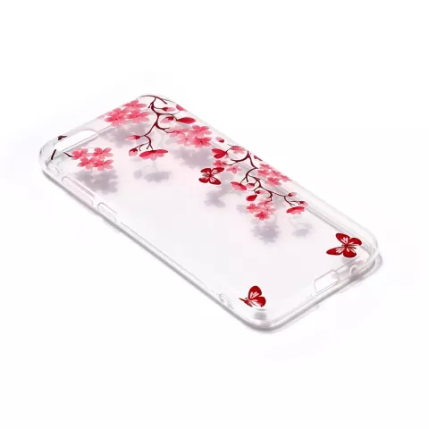 Coque TPU iPhone 7 8 SE 2020 SE 2022 Blossom - Transparent Rose Rouge