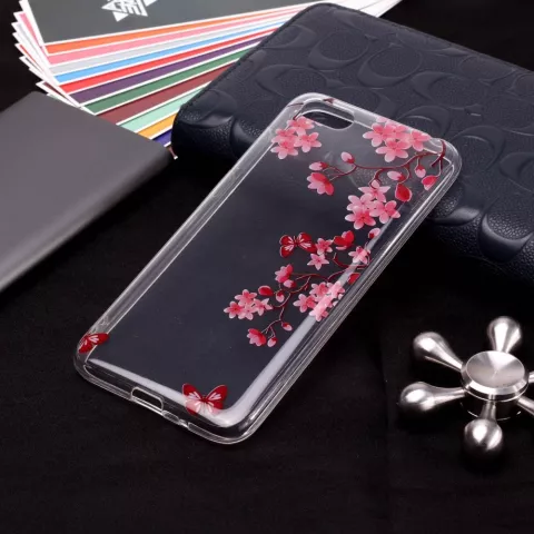 Coque en TPU Blossom compatible avec iPhone 7 8 SE 2020 SE 2022 - Transparent Rose Rouge