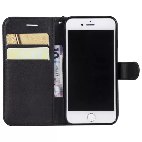 Portefeuille biblioth&egrave;que en simili cuir compatible avec iPhone 7 8 SE 2020 SE 2022 - Noir