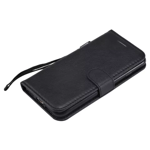 Portefeuille biblioth&egrave;que en simili cuir compatible avec iPhone 7 8 SE 2020 SE 2022 - Noir