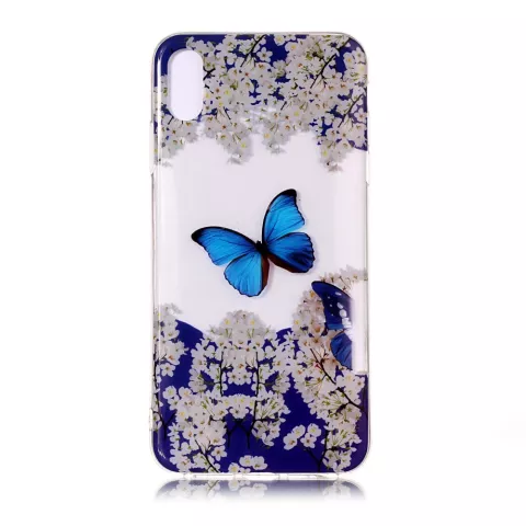 Coque transparente compatible avec iPhone X XS TPU - Bleu Blanc