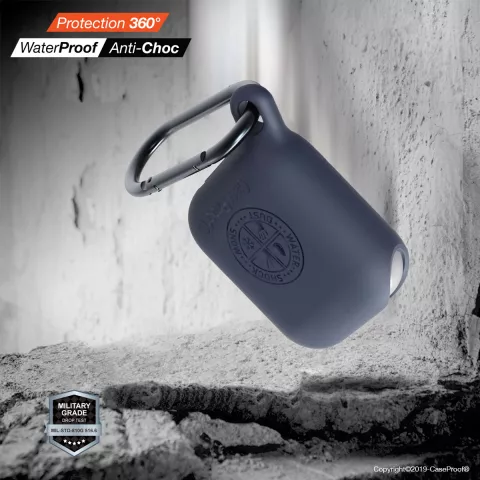 CaseProof Waterproof compatible avec AirPods 1&egrave;re et 2&egrave;me g&eacute;n&eacute;ration - Bleu fonc&eacute;