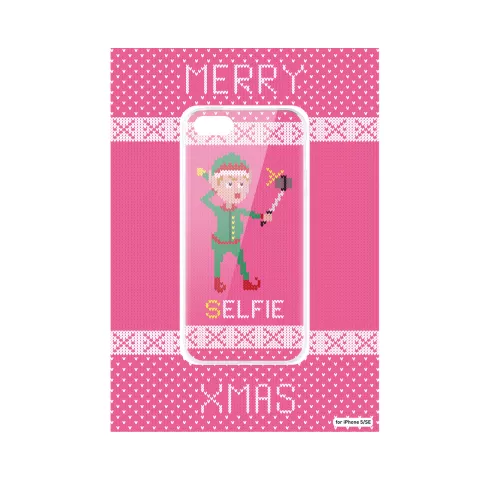 Coque en TPU FLAVR Christmas selfie elfie iPhone 5 5s SE 2016 - Rose