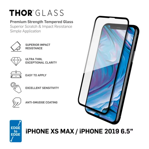 Protecteur d&#039;&eacute;cran en verre THOR FS avec applicateur pour iPhone XS Max et 11 Pro Max - Transparent