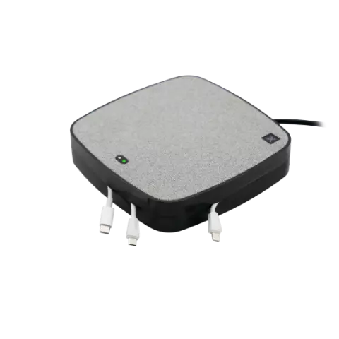 Station de charge X-Moove 3x USB-A 1x port USB-C 10W Qi Wireless Charging Pad - Gris