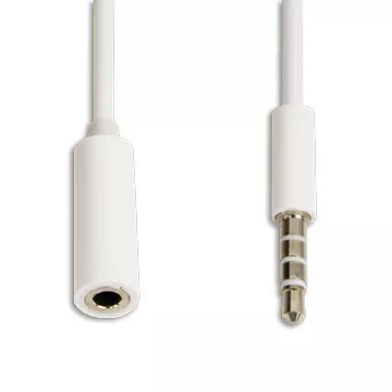 C&acirc;ble d&#039;extension audio blanc 1 m&egrave;tre c&acirc;ble audio prise 3,5 mm
