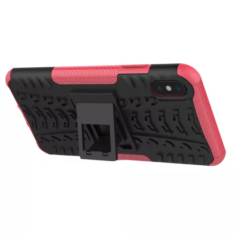 Coque profil de pneu TPU Polycarbonate la coque compatible avec iPhone XS Max - Noir Rose Protection