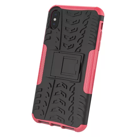 Coque profil de pneu TPU Polycarbonate la coque compatible avec iPhone XS Max - Noir Rose Protection