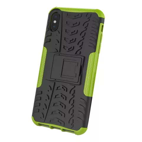 Coque profil de pneu TPU Polycarbonate la coque compatible avec iPhone XS Max - Noir Vert Protection