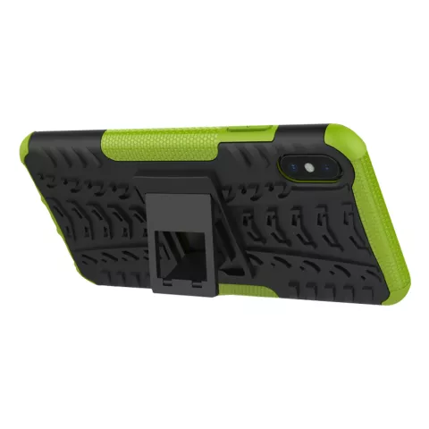 Coque profil de pneu TPU Polycarbonate la coque compatible avec iPhone XS Max - Noir Vert Protection