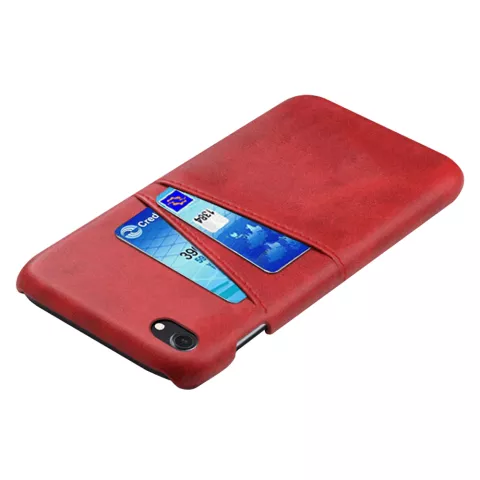 Duo Cardslot Wallet &Eacute;tui portefeuille compatible avec iPhone 7 8 SE 2020 SE 2022 - Protection Rouge