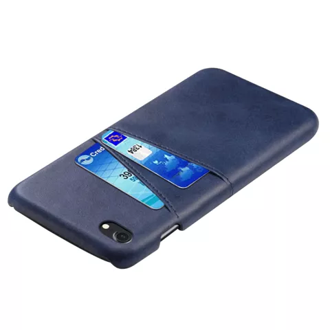 Duo Cardslot Wallet &Eacute;tui portefeuille compatible avec iPhone 7 8 SE 2020 SE 2022 - Protection Bleu Fonc&eacute;