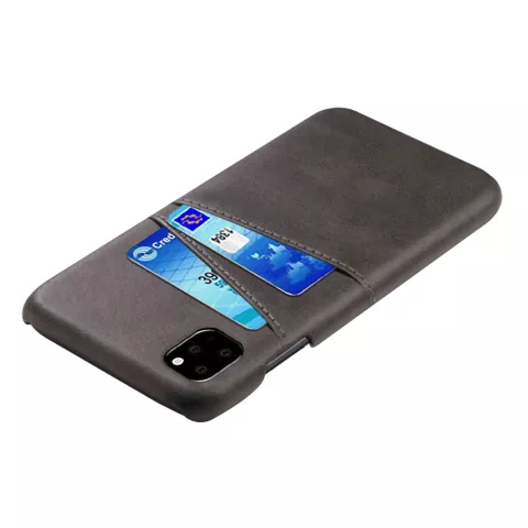 Duo Cardslot Wallet Portefeuille &eacute;tui compatible avec iPhone 11 Pro Max - Protection Noire