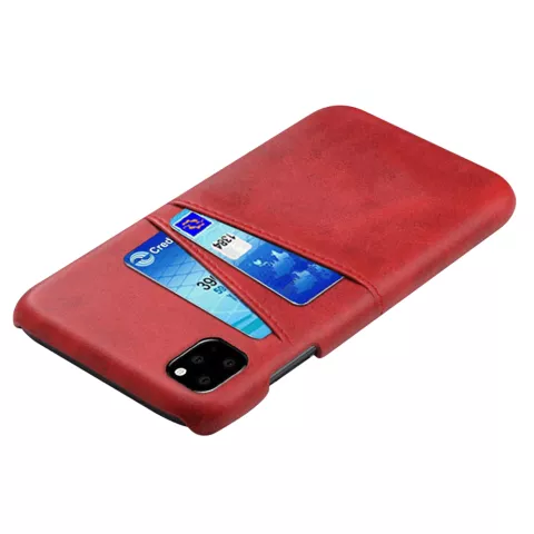 Duo Cardslot Wallet Portefeuille la coque compatible avec iPhone 11 Pro Max - Protection Rouge