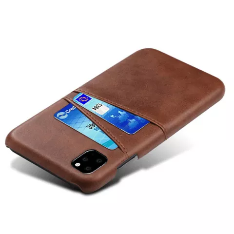 Duo Cardslot Wallet Portefeuille la coque compatible avec iPhone 11 - Protection Marron