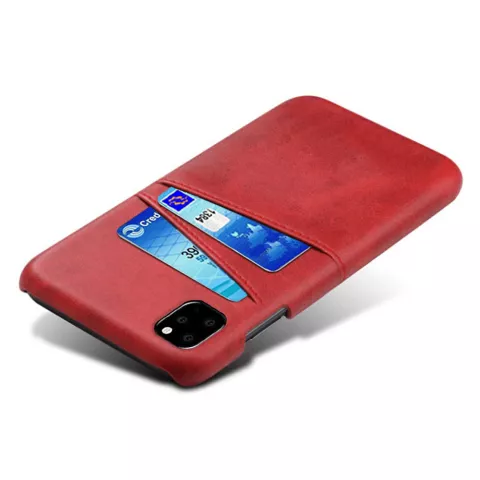 Duo Cardslot Wallet Portefeuille la coque compatible avec iPhone 11 Pro - Protection Rouge