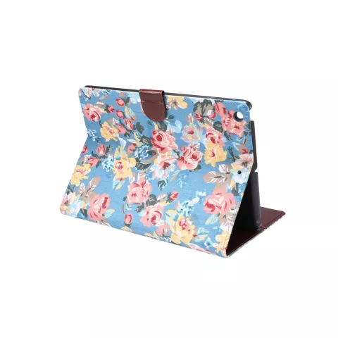 Portefeuille Portefeuille Couverture De Portefeuille Fleur Imprim&eacute; Tissu Floral Mod&egrave;le Faux Cuir compatible avec iPad 10,2 Pouces - Bleu
