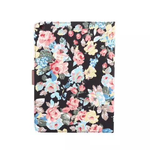 Portefeuille Portefeuille Portefeuille &Eacute;tui Fleur Imprim&eacute; Tissu Floral Mod&egrave;le Faux Cuir compatible avec iPad 10,2 Pouces - Noir