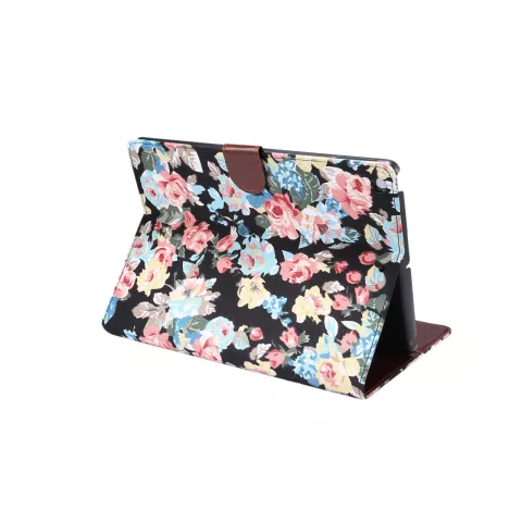 Portefeuille Portefeuille Portefeuille &Eacute;tui Fleur Imprim&eacute; Tissu Floral Mod&egrave;le Faux Cuir compatible avec iPad 10,2 Pouces - Noir