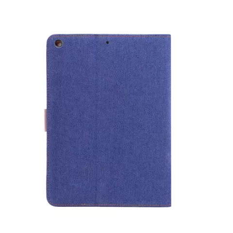 Portefeuille Wallet Cover Case Jeans tissu imprim&eacute; Faux cuir compatible avec iPad 10,2 pouces - Bleu fonc&eacute;