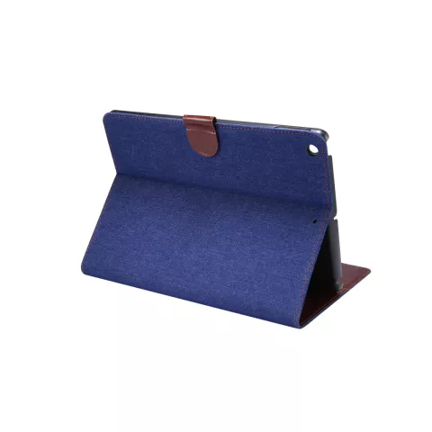 Portefeuille Wallet Cover Case Jeans tissu imprim&eacute; Faux cuir compatible avec iPad 10,2 pouces - Bleu fonc&eacute;