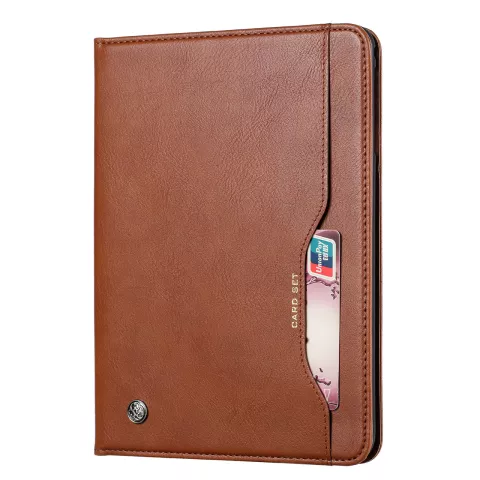 Etui Portefeuille Avec Porte-Stylo En Cuir Artificiel Pour iPad 10.2 Pouces - Marron